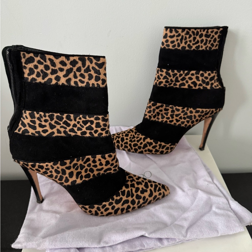Jimmy Choo Black and Brown Leopard Heeled Boots